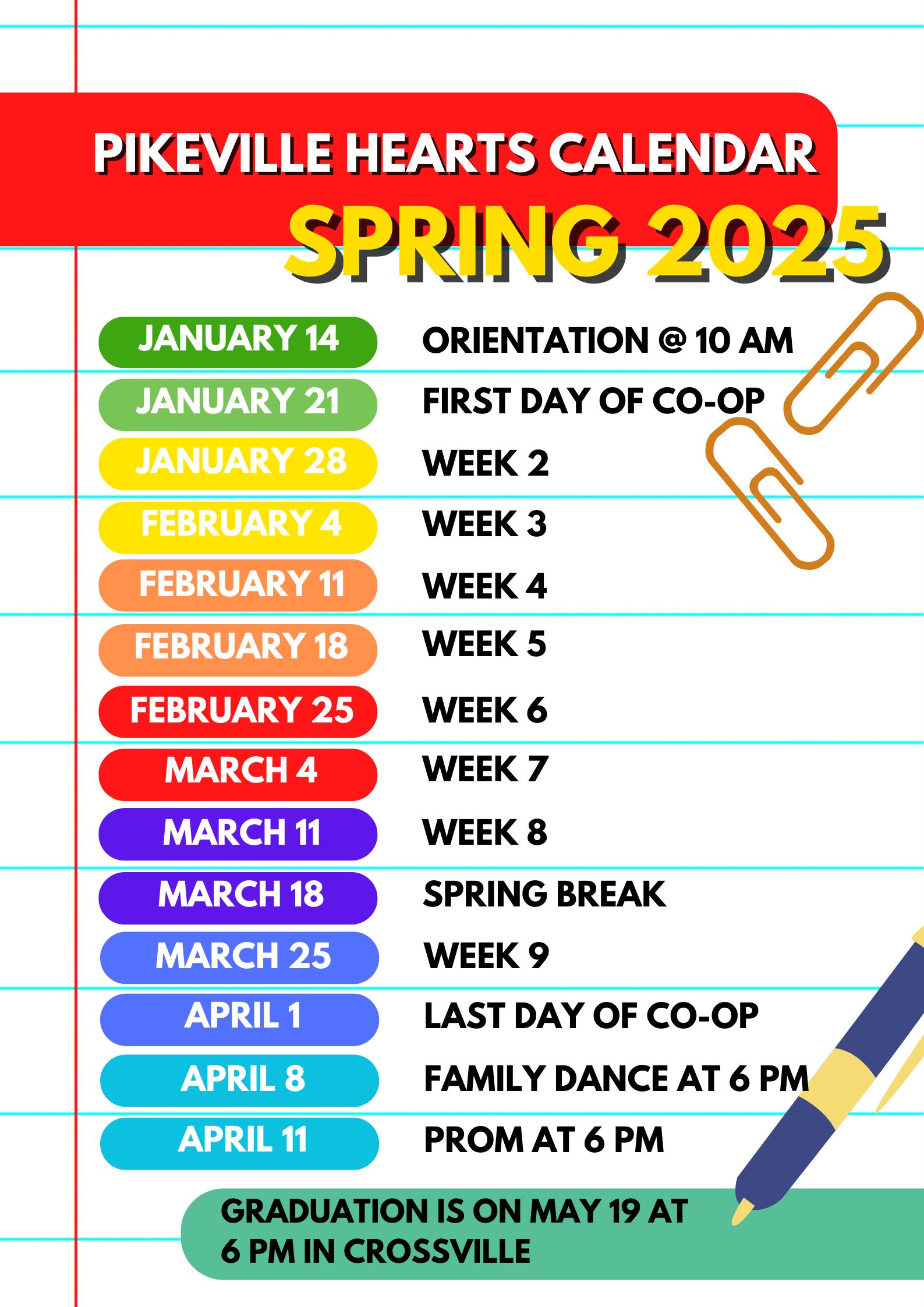 Colorful School Calendar of Events Poster